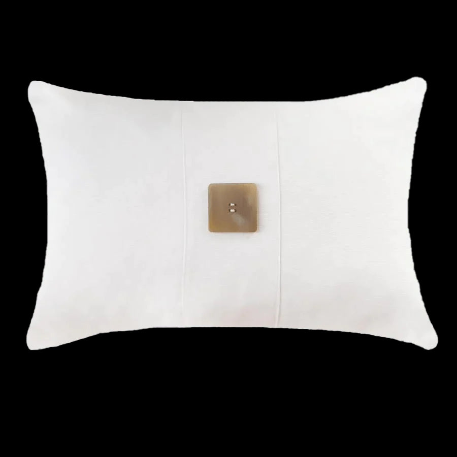Horn Button Lumber Cushion in White