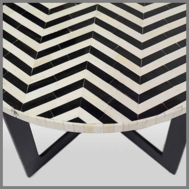 Chevron Bone Inlay Side Table