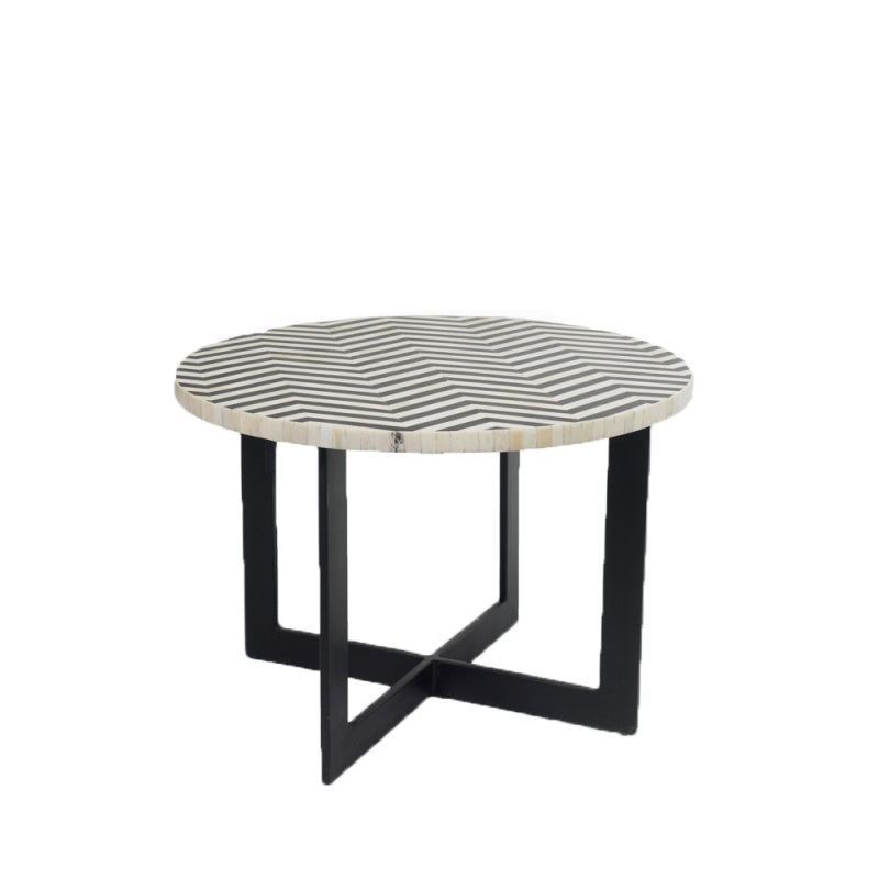 Chevron Bone Inlay Side Table