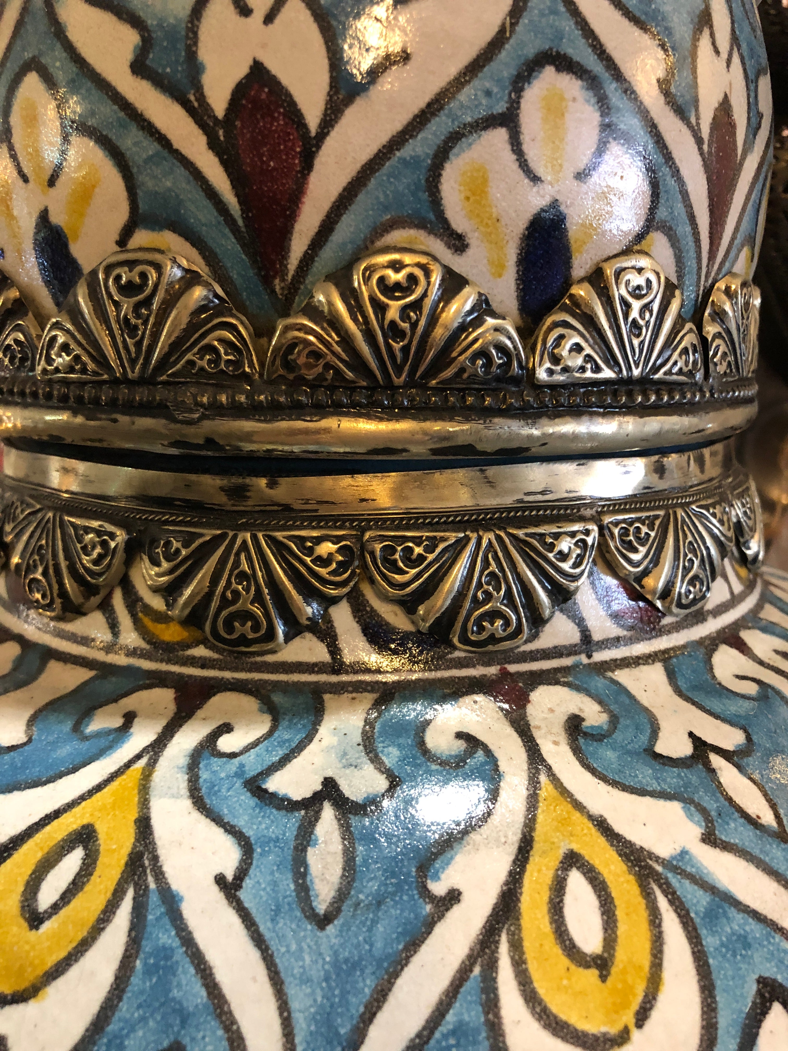 Moorish Fez Vessel with Lid in Turquoise