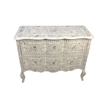 Mother of Pearl Inlay Provincial 2 Drawer Dresser in White