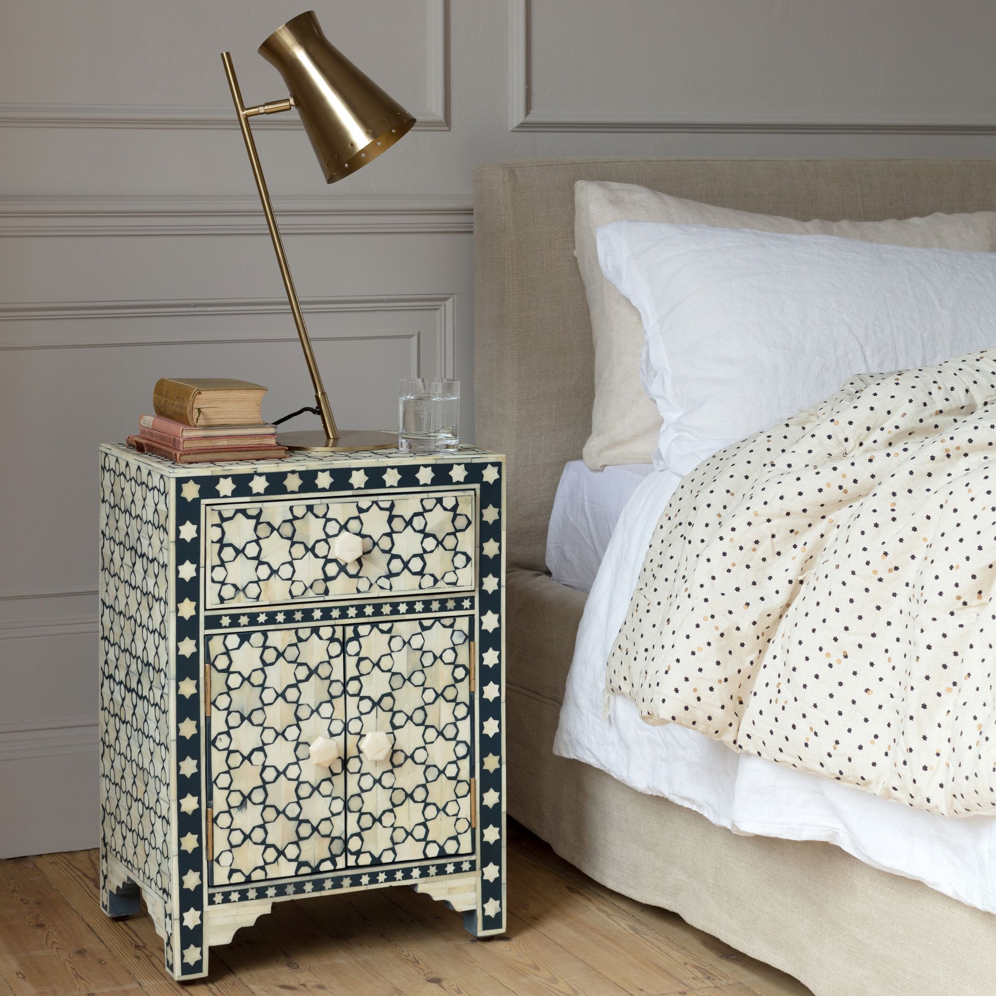 Stella Bone Inlay Bedside Table