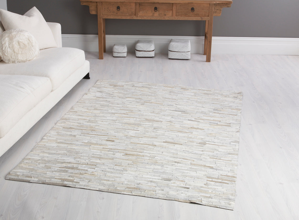 Laila Cow Hide Rug in White