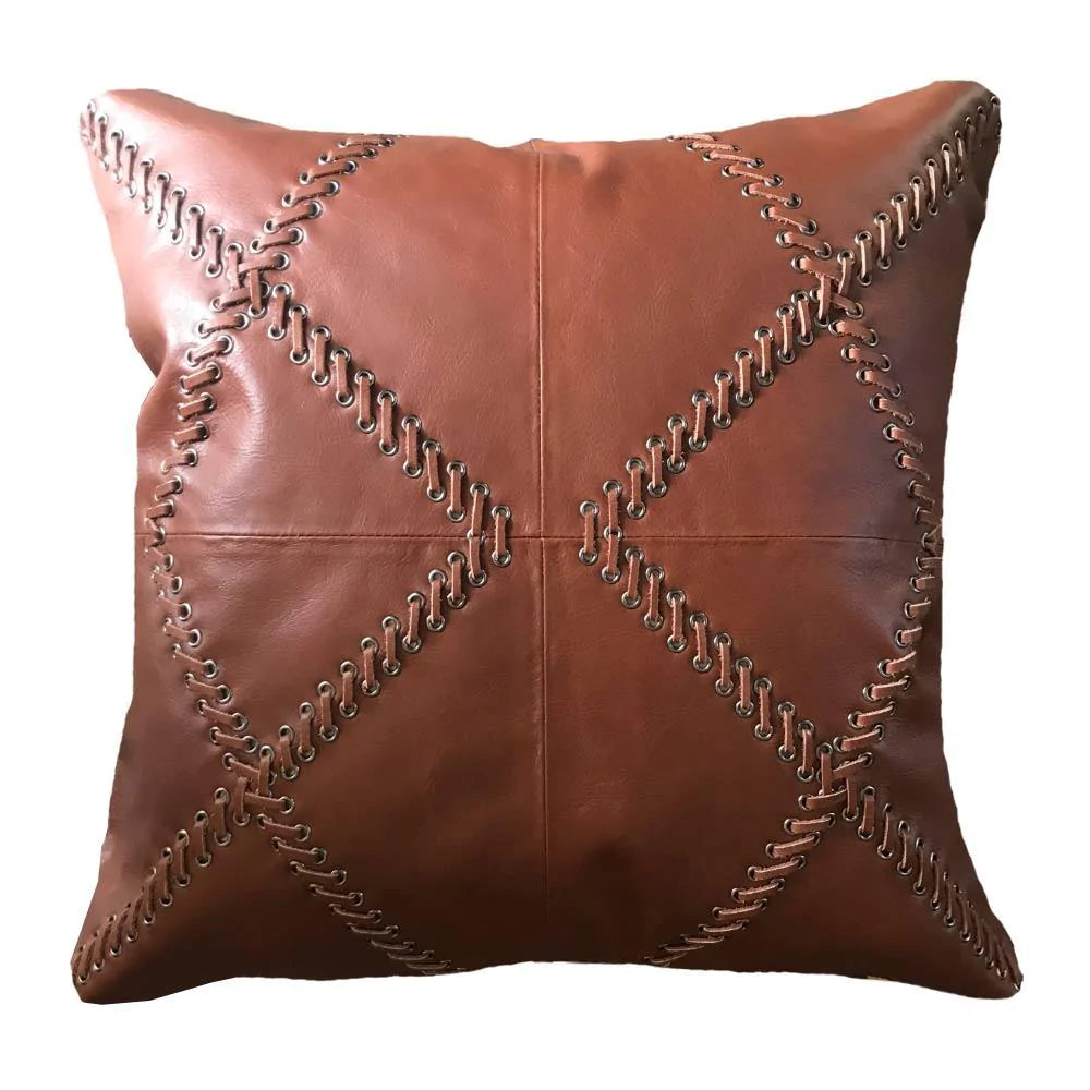 Leather Crop Pattern Lounge Cushion in Tan