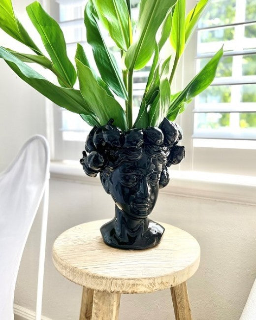 Lemon Head Lady Vase in Black