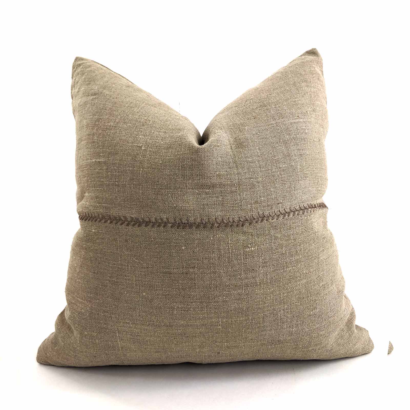 Linen Lace Stitch Linen Lounge Cushion in Natural