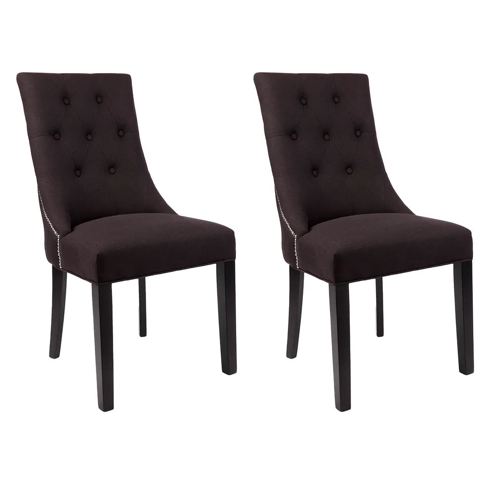London Dining Chair in Black Linen - Set of Two
