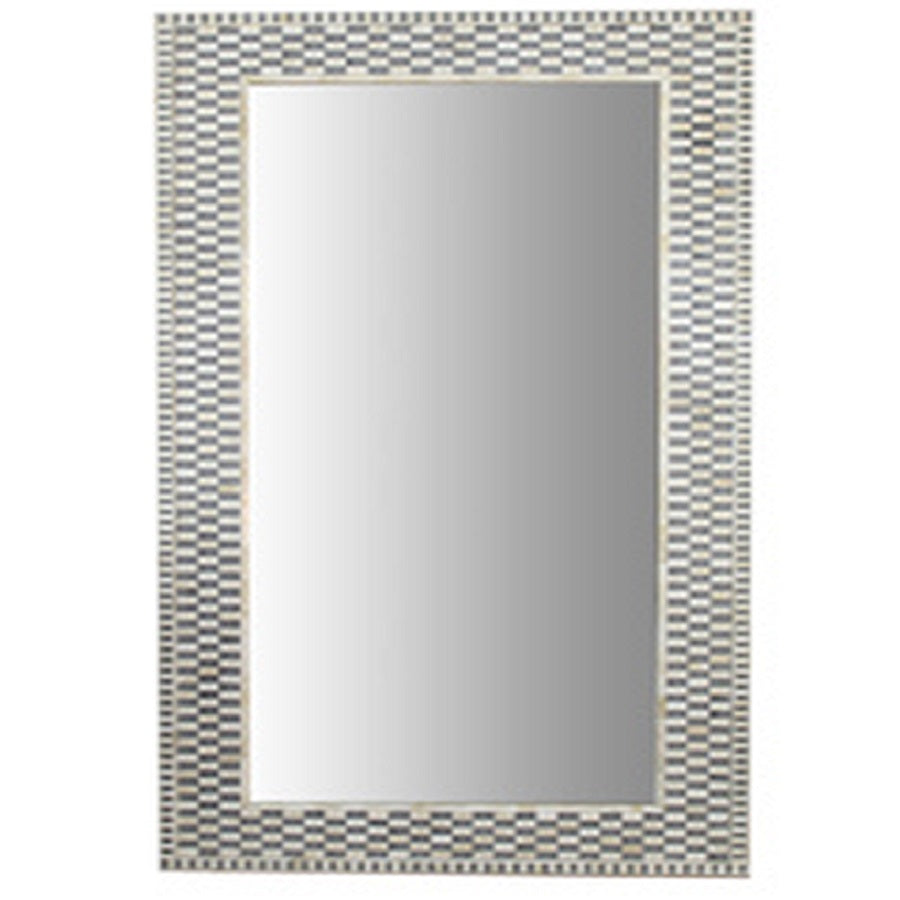 Bone Inlay Rectangular Mirror in Chequer Grey