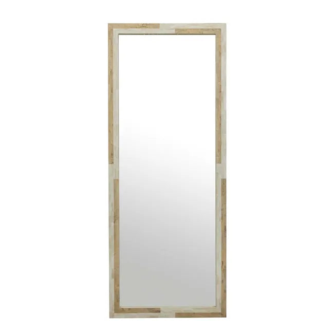 Bone Inlay Tall Mirror in Natural & White