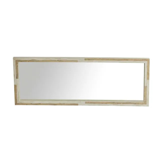 Bone Inlay Tall Mirror in Natural & White