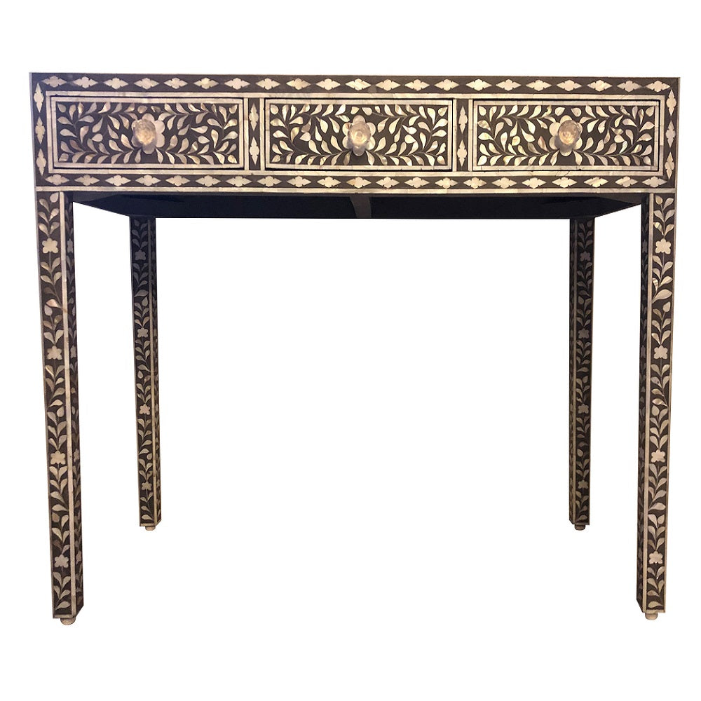 Mother Of Pearl Inlay Console Table in Grey