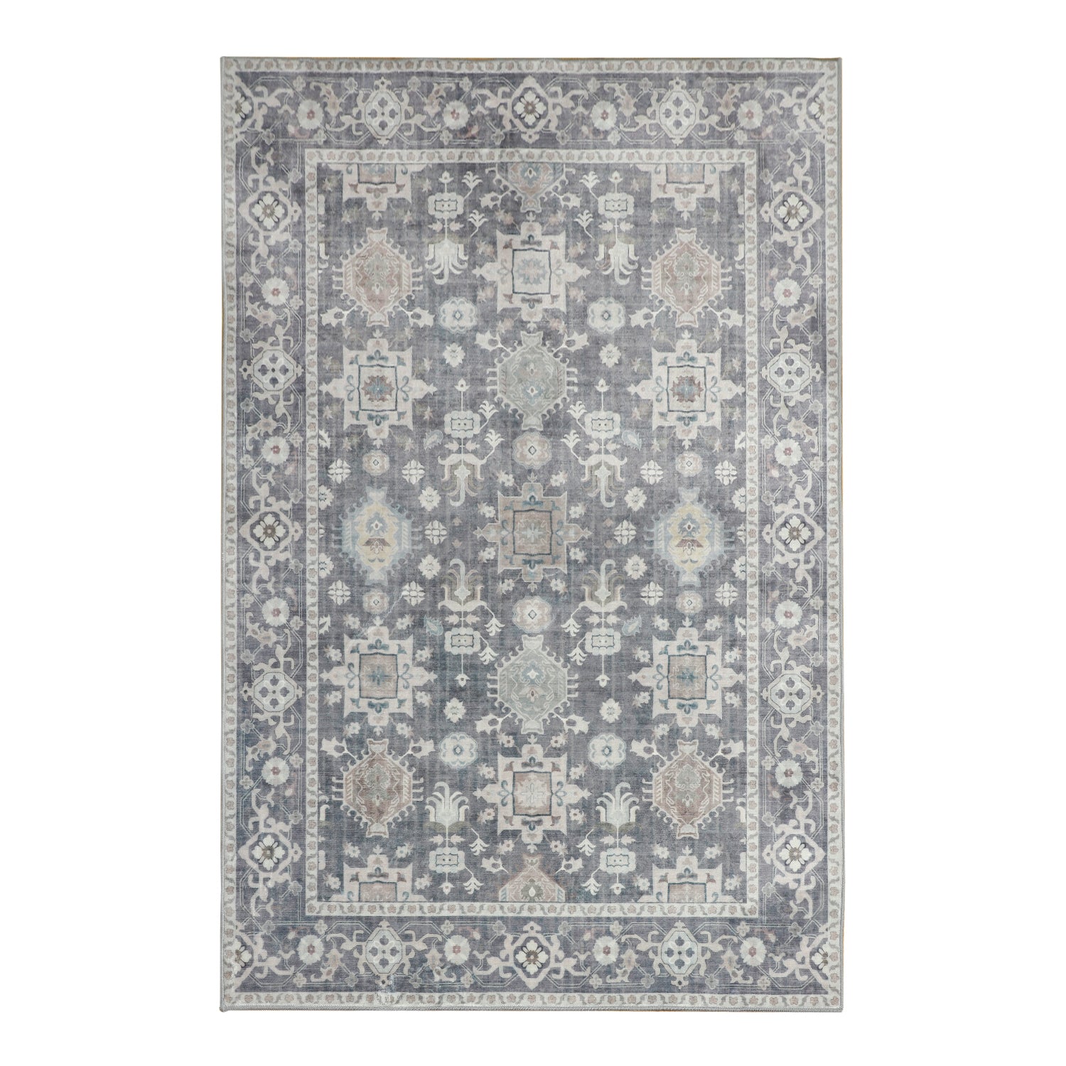 Anna Machine Washable Rug in Grey