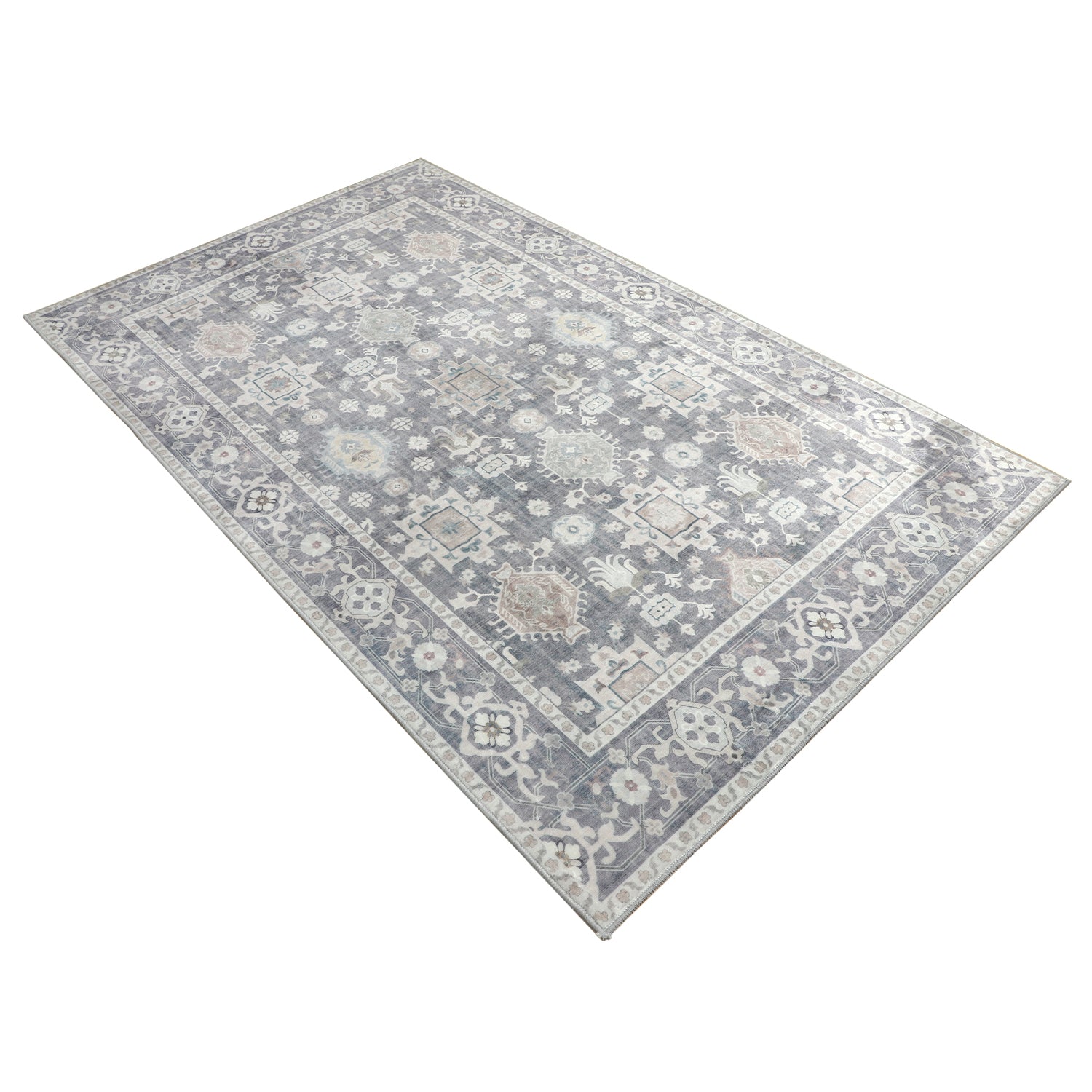 Anna Machine Washable Rug in Grey