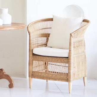 Genuine Malawi Chair in Natural including Cushion - Warehouse Sale