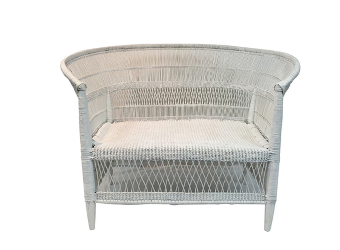 Genuine Malawi Love Seat 2 Seater in White