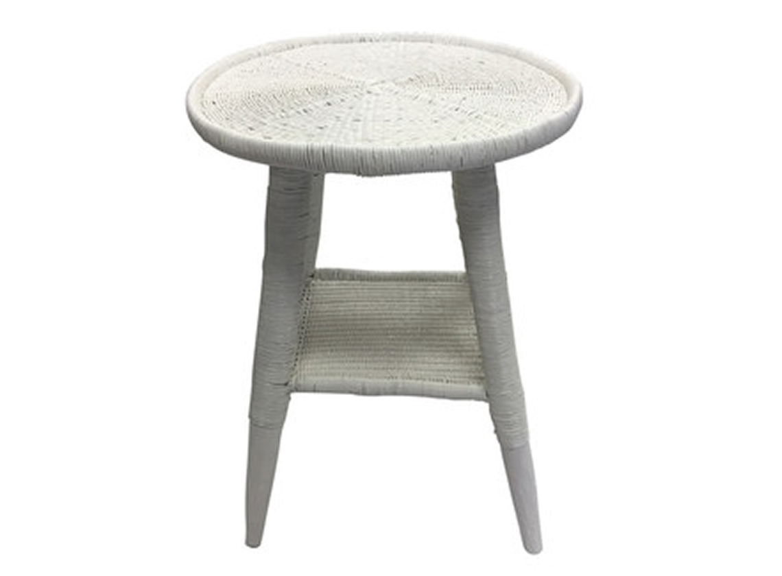 Genuine Malawi Side Table in White