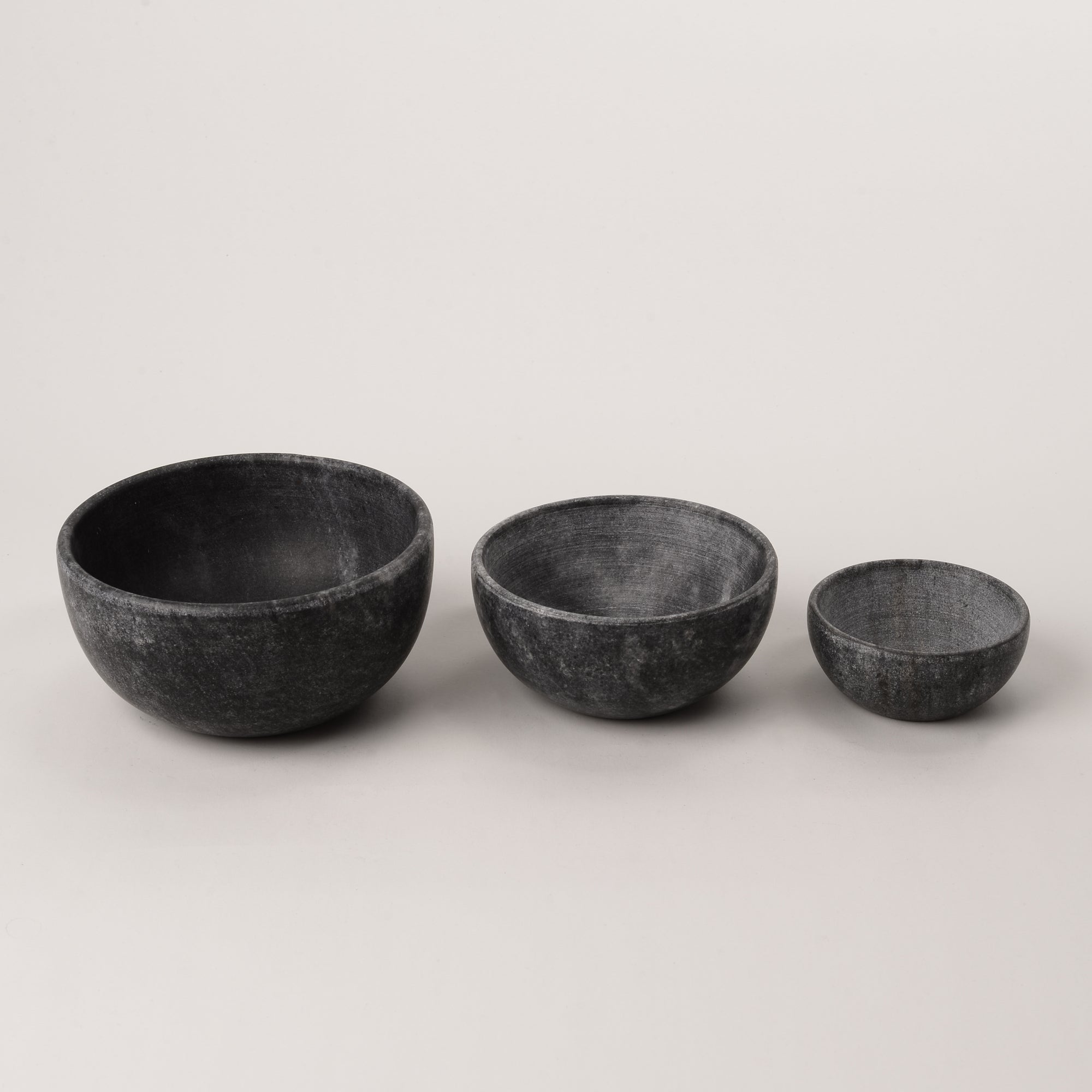 Marble Bowls in Black Set of Three