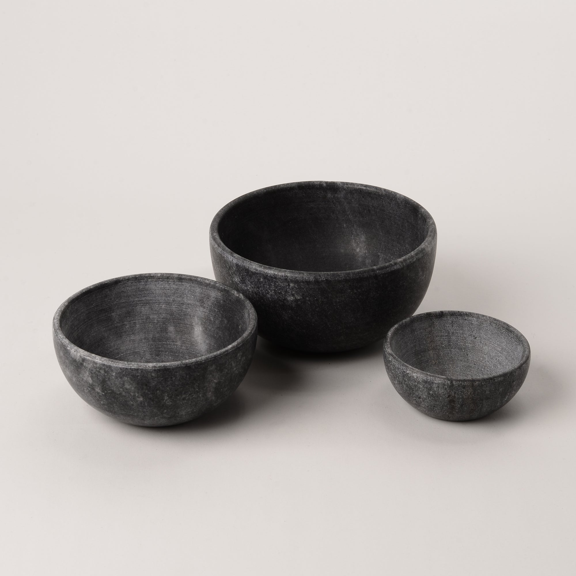 Marble Bowls in Black Set of Three