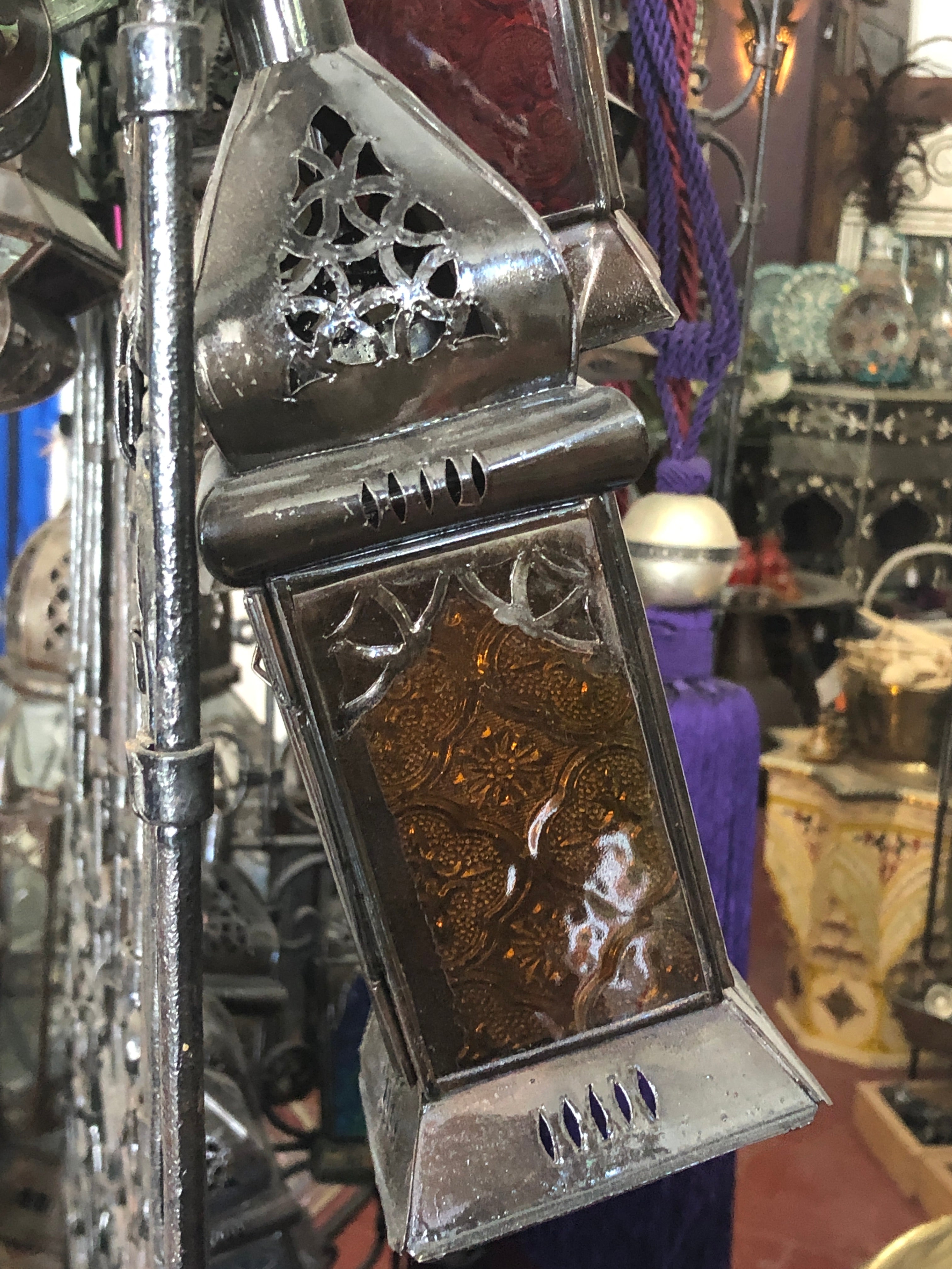 Rabat Tall Lantern with Coloured Glass