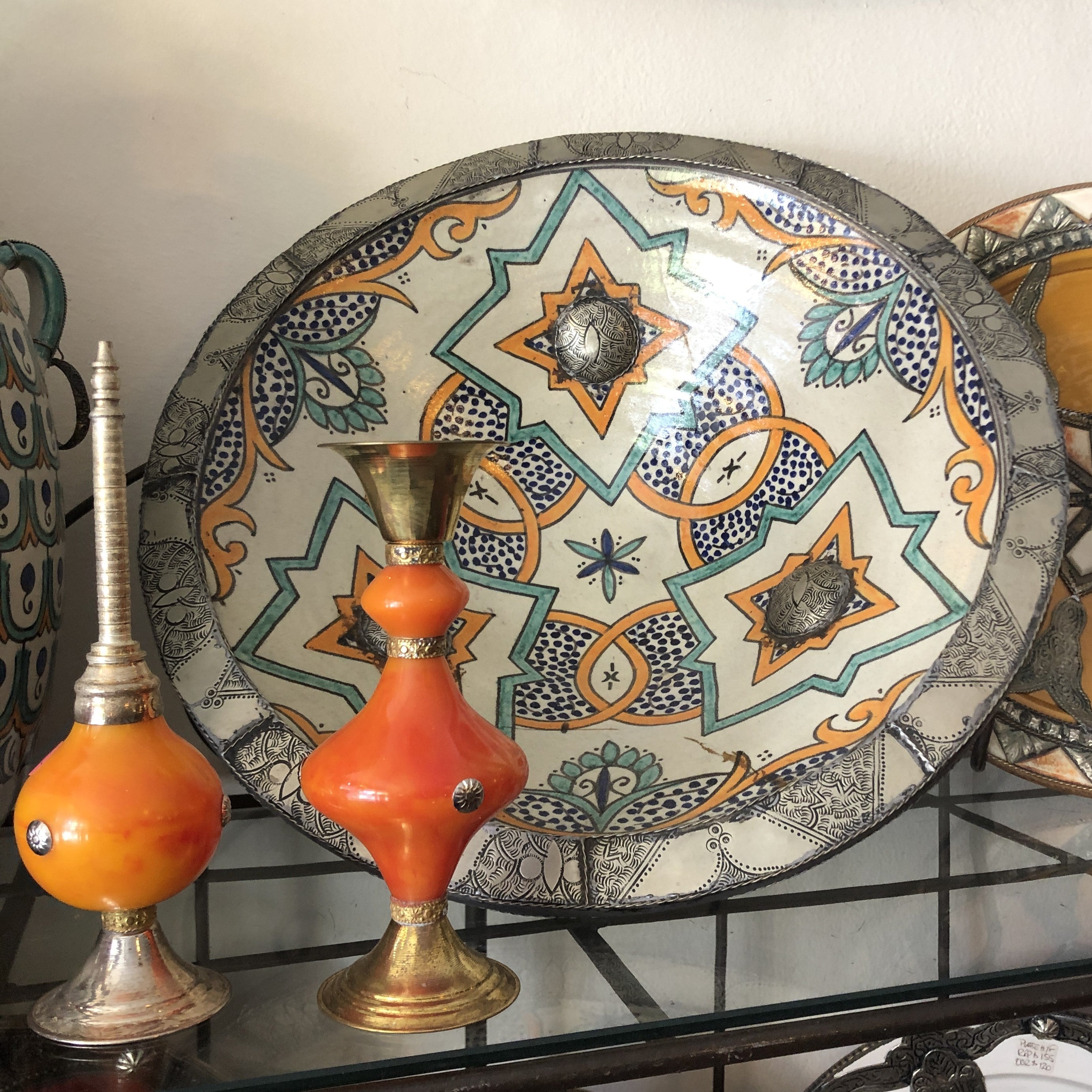 Sefrou Serving Bowl with Silver Edging