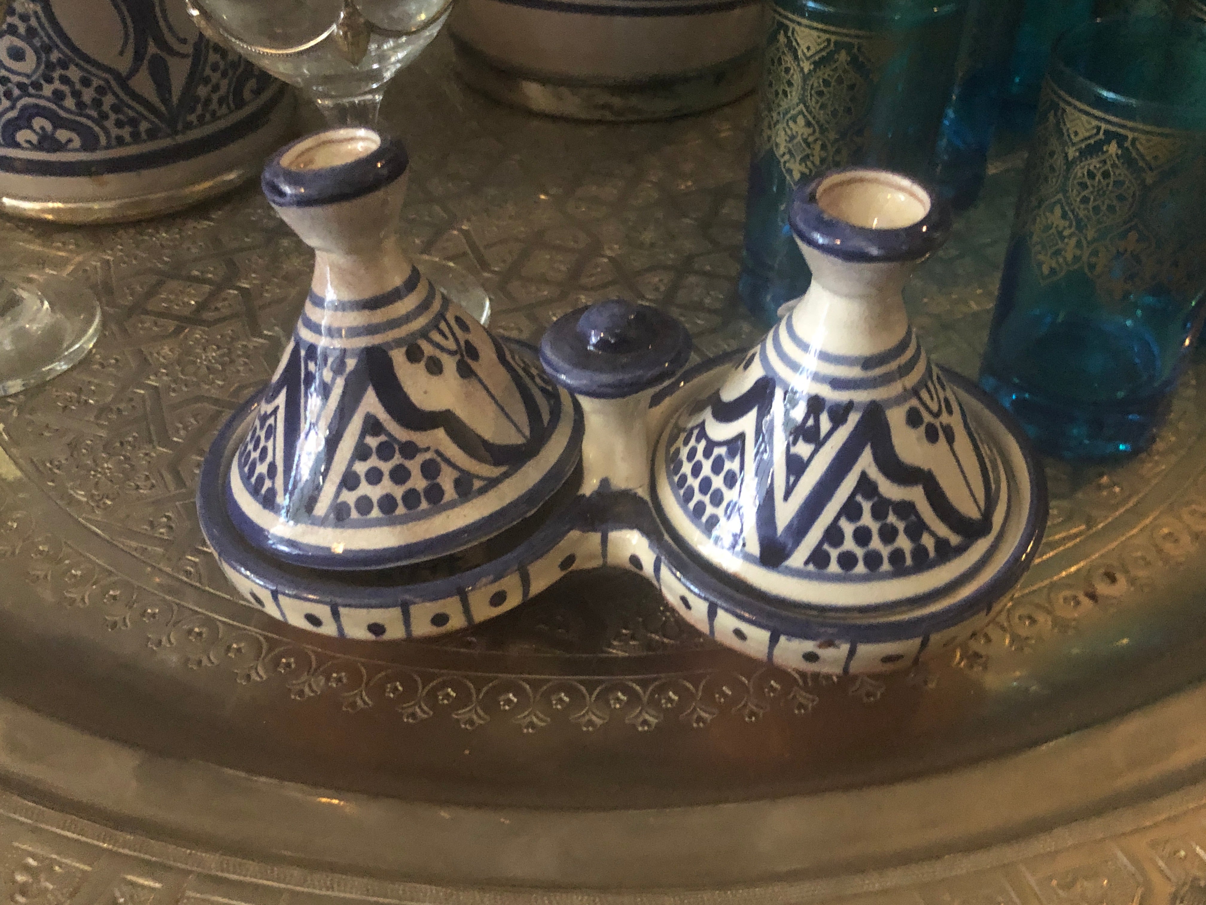 Moorish Fez Mini Dual Tagine in White