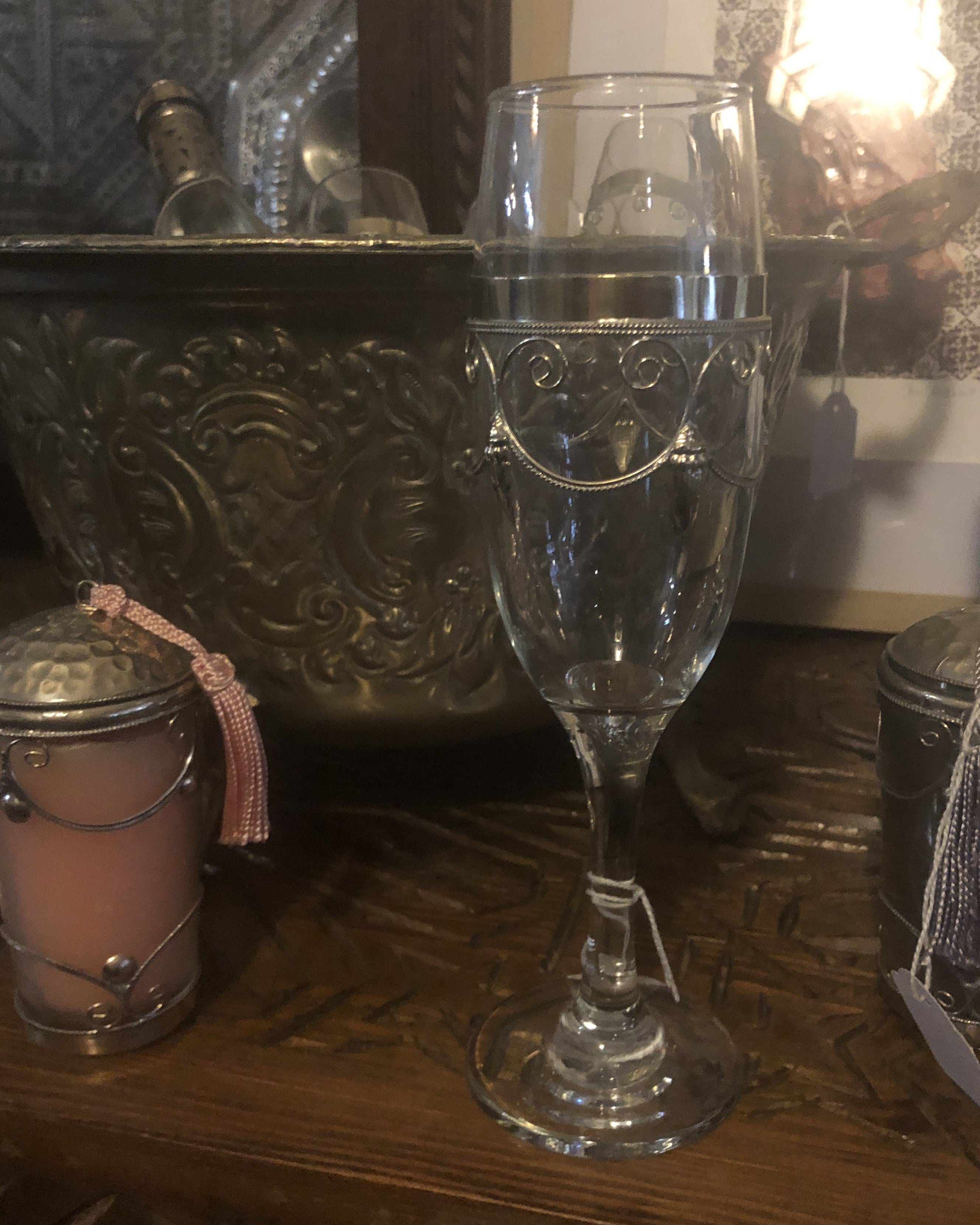 Moroccan Champagne Flutes with Silver Embellishment - Set of 6