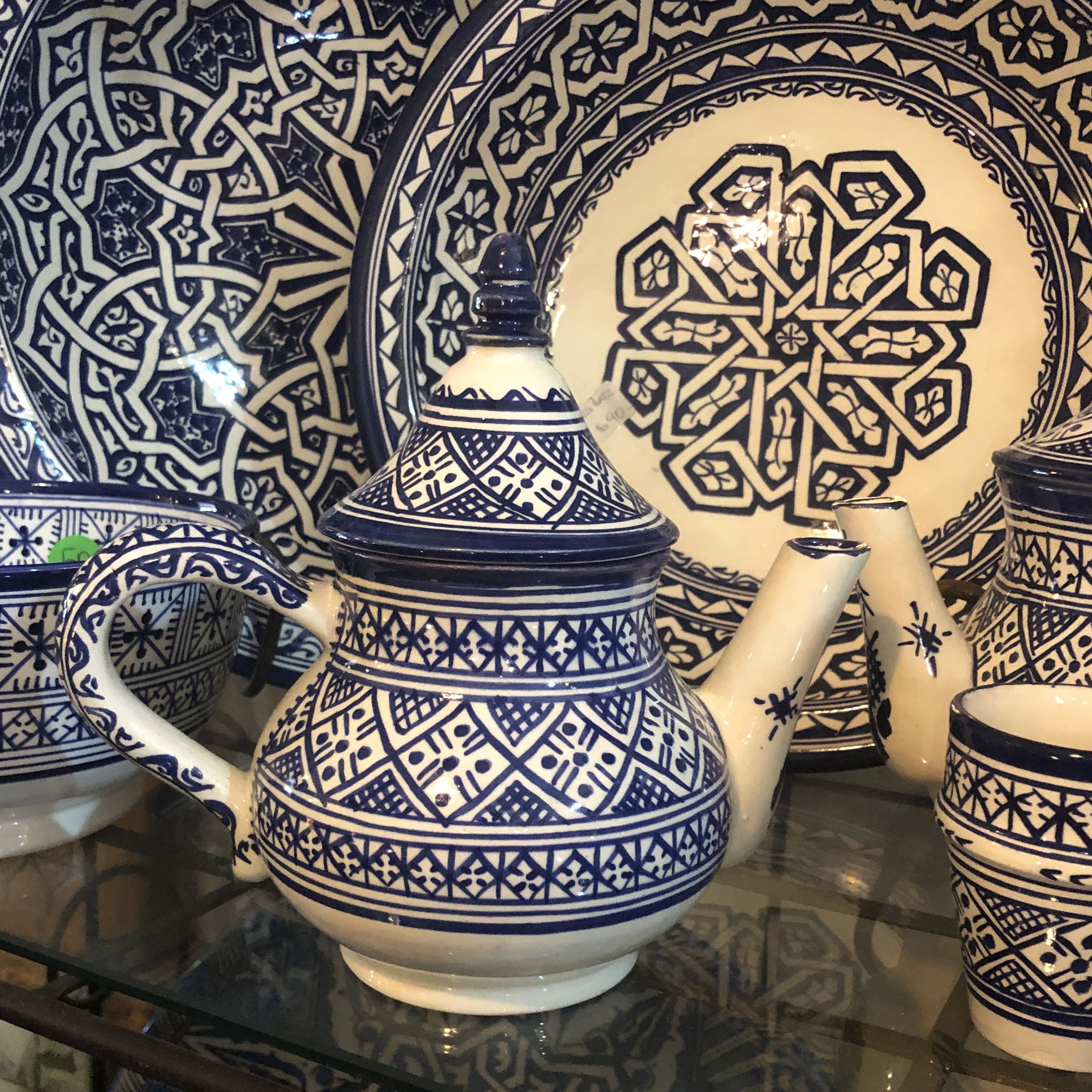 Moroccan Ceramic Tea Pot in Blue