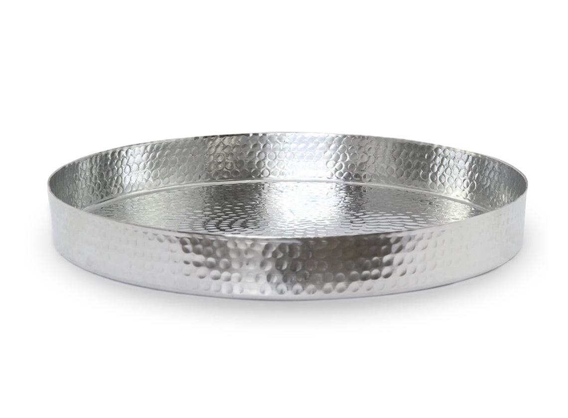 Metal Hammered Medium Round Tray