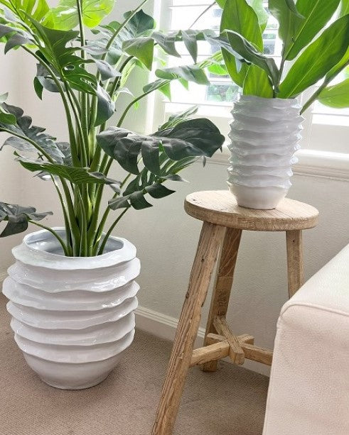 Mode Ribbed Planter in White