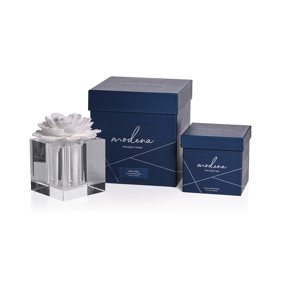 Modena Large Crystal Gift Set - White Rose