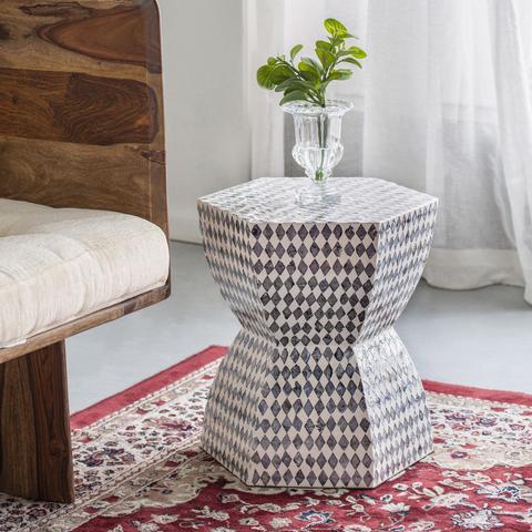 Monochrome Shell Stool Side Table