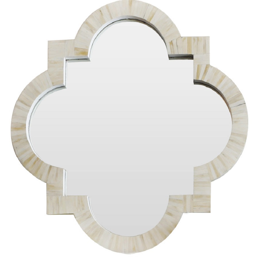Bone Inlay Quatrefoil Mirror in Natural
