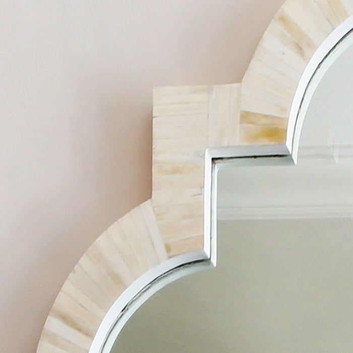 Bone Inlay Quatrefoil Mirror in Natural