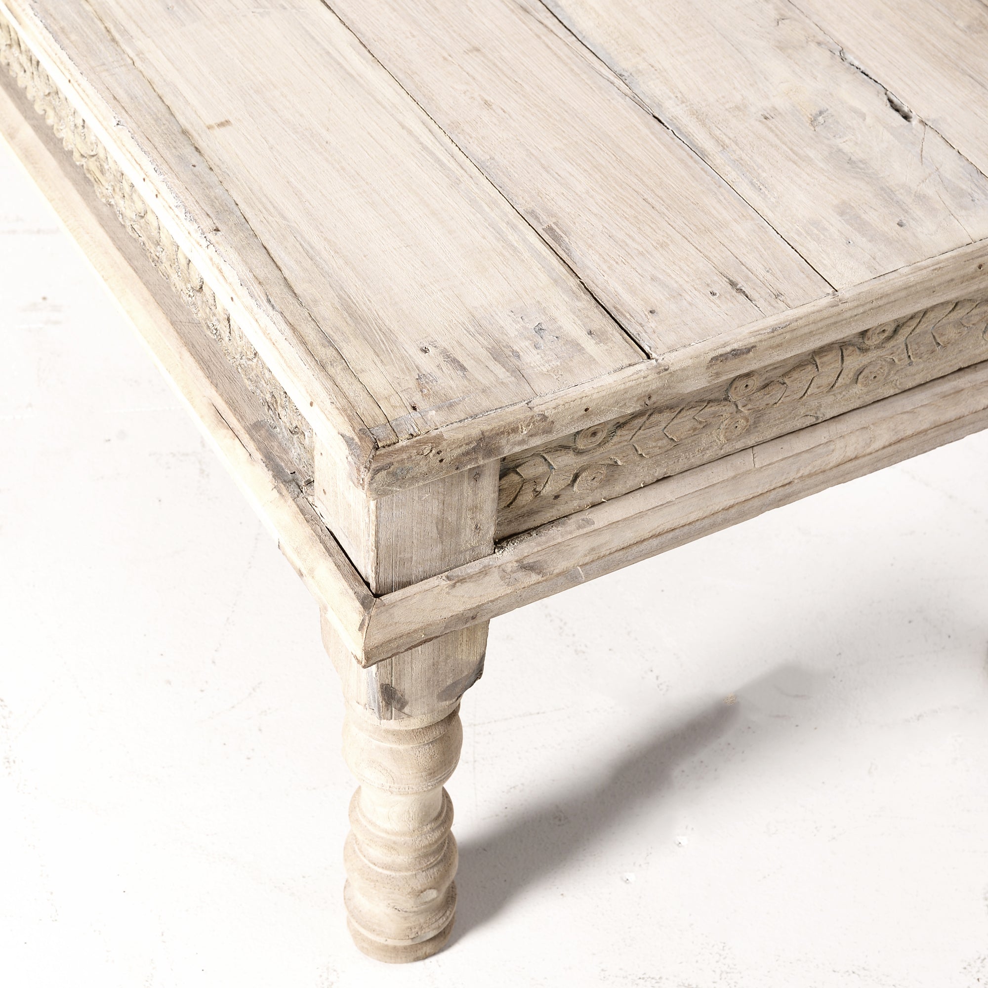 Bleached Carved Coffee Table