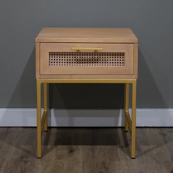 Aranga Timber & Rattan Bedside Table