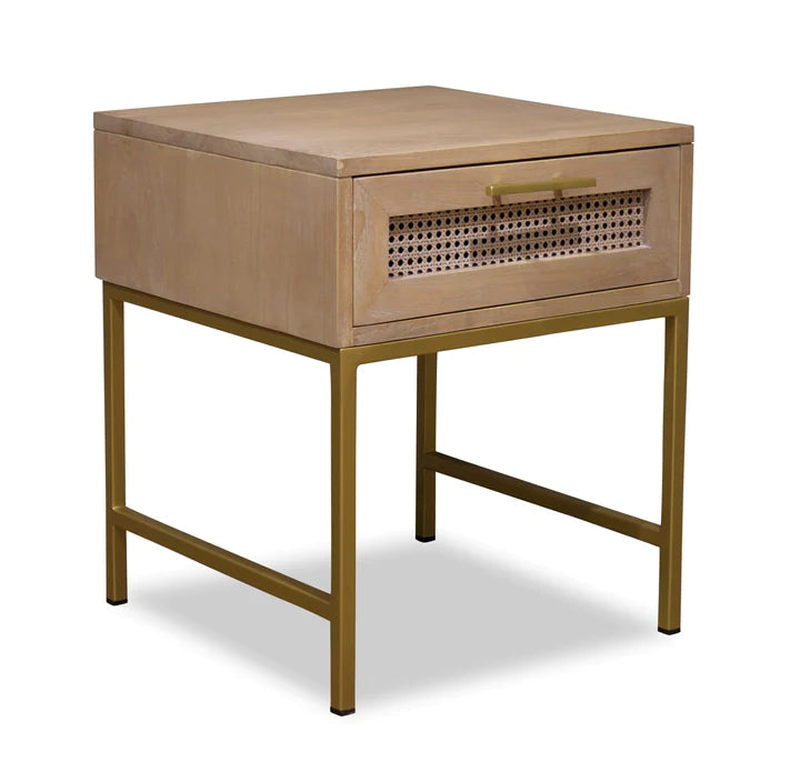 Aranga Timber & Rattan Bedside Table