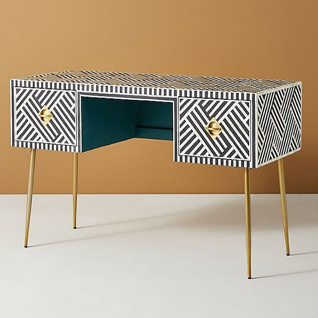 Optical Inlay Desk in Black