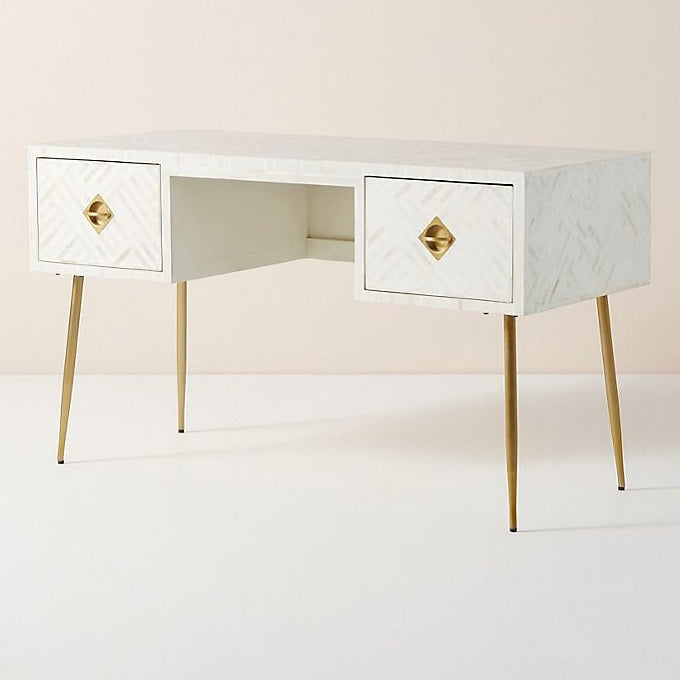 Optical Inlay Desk in White