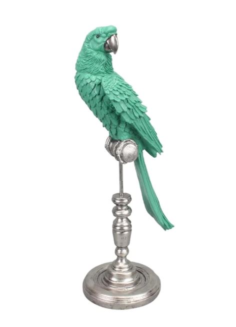 Parrot on Stand in Aqua