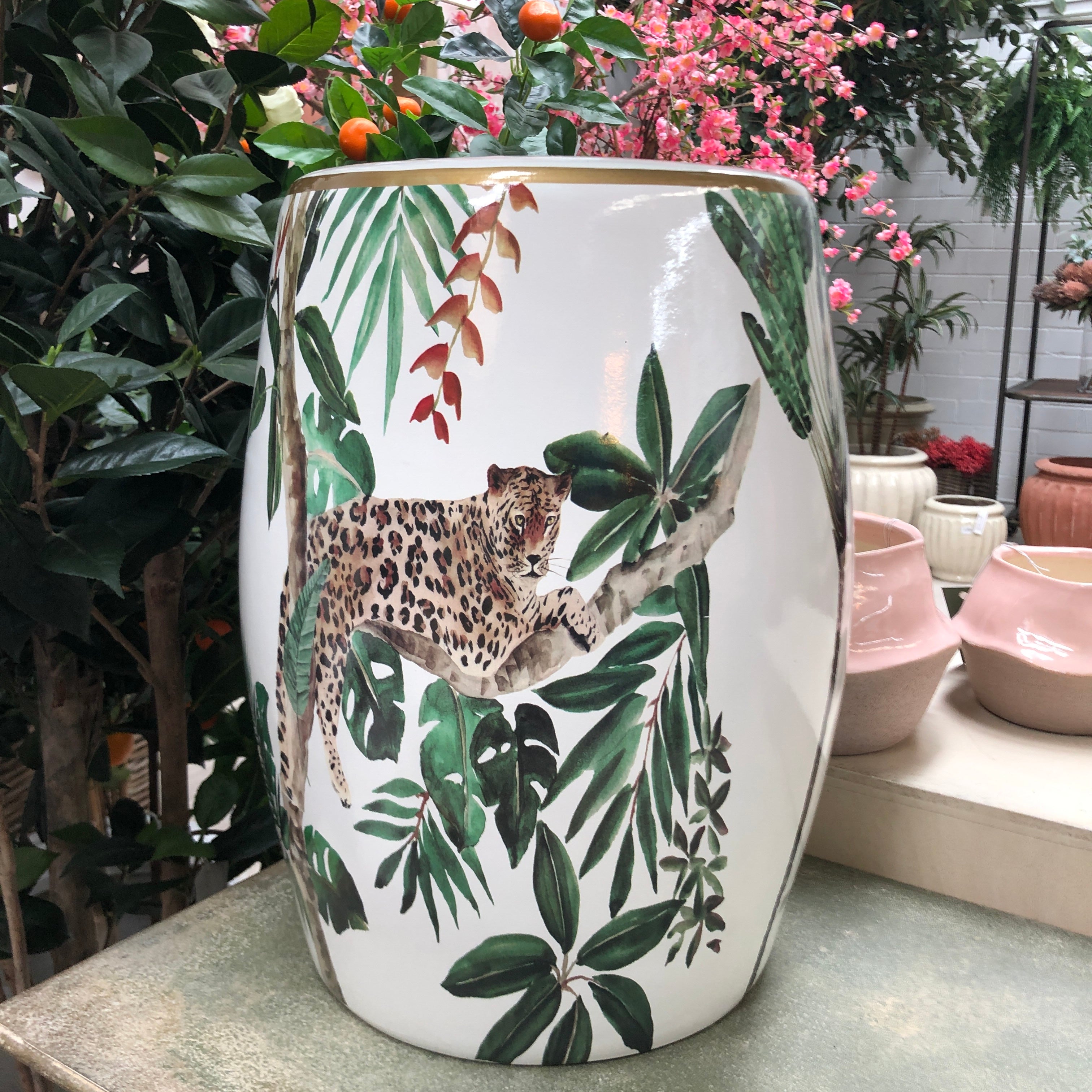 Leopard Ceramic Stool