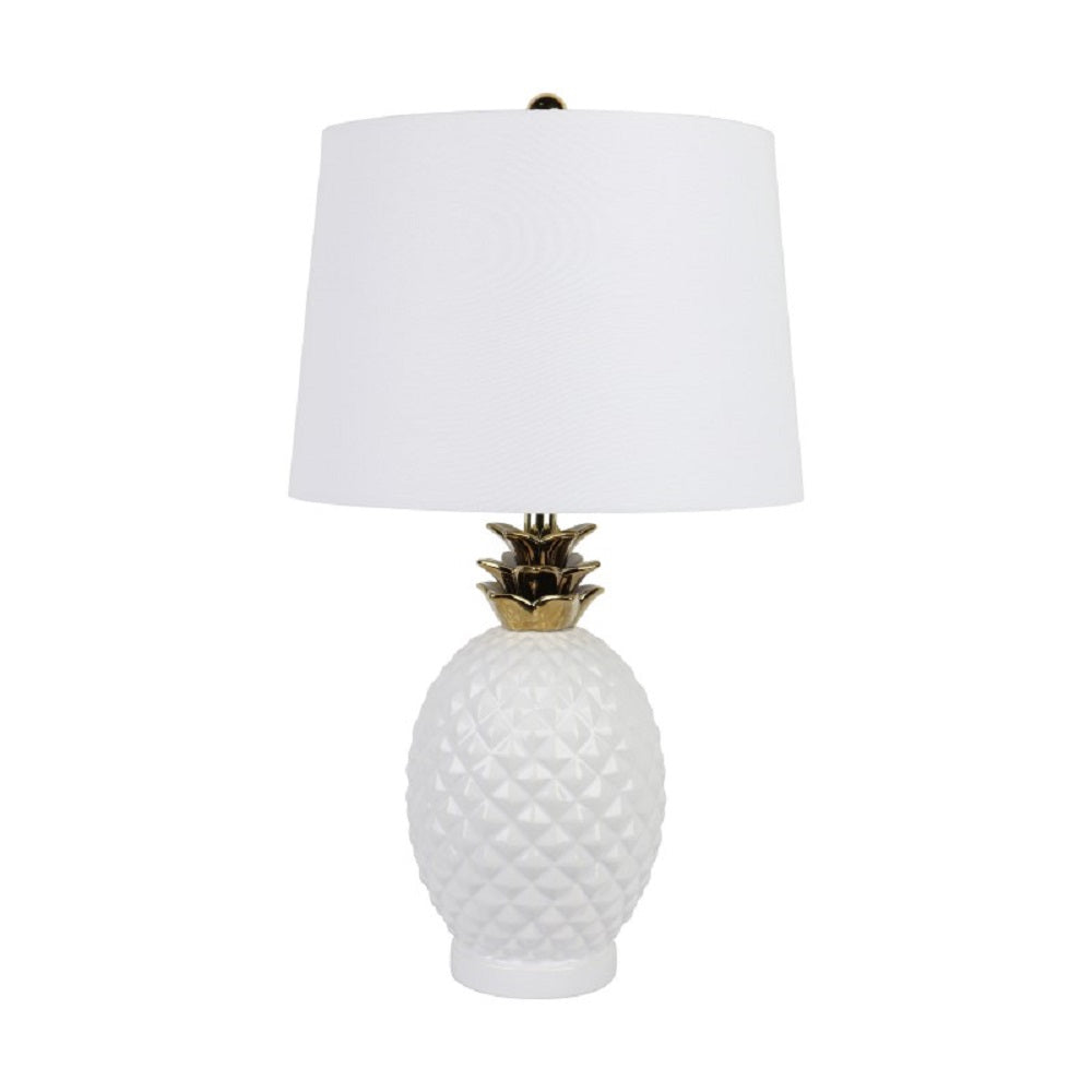 Pineapple Table Lamp in White & Gold