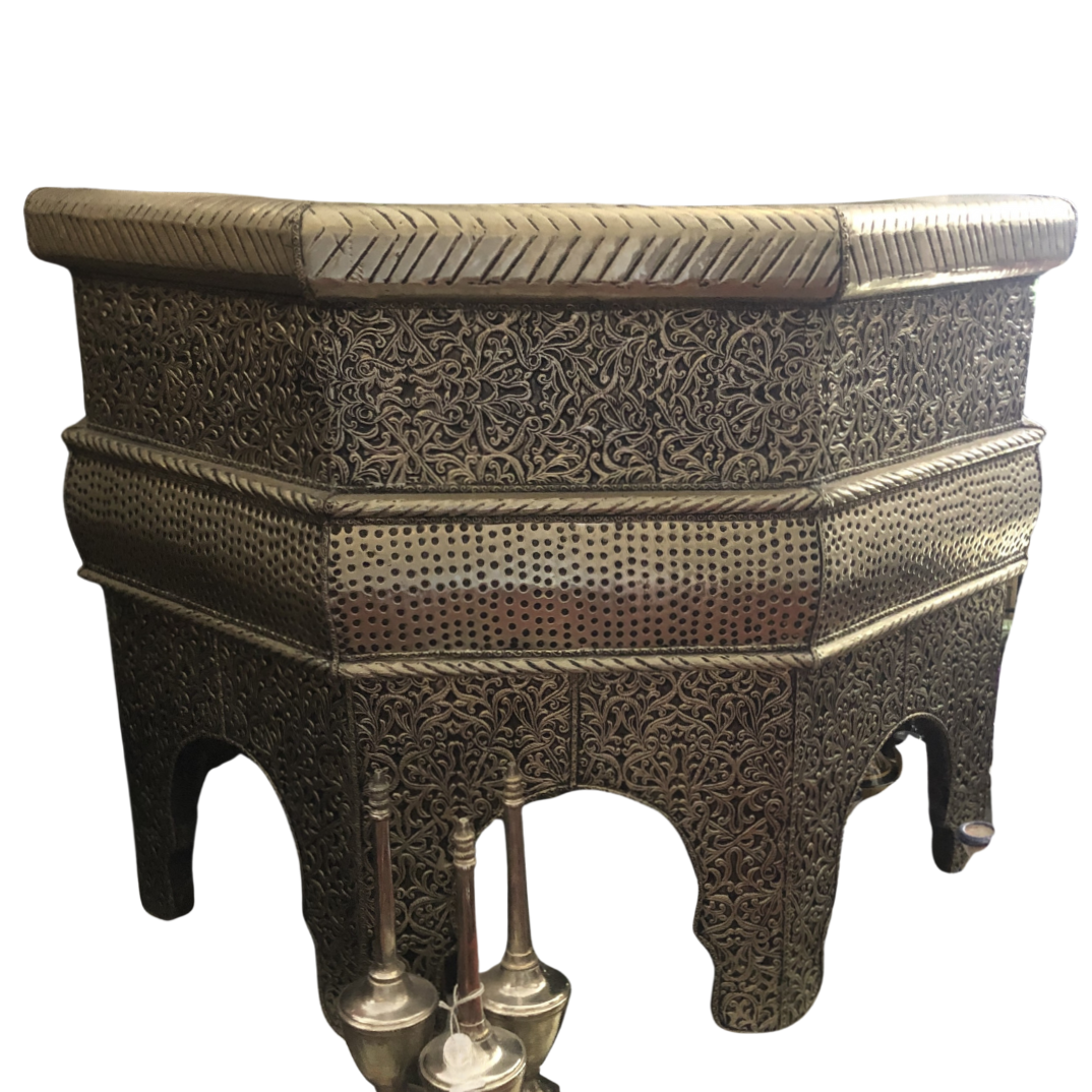 Sultan's Hexagonal Tea Table in Silver Nickel III