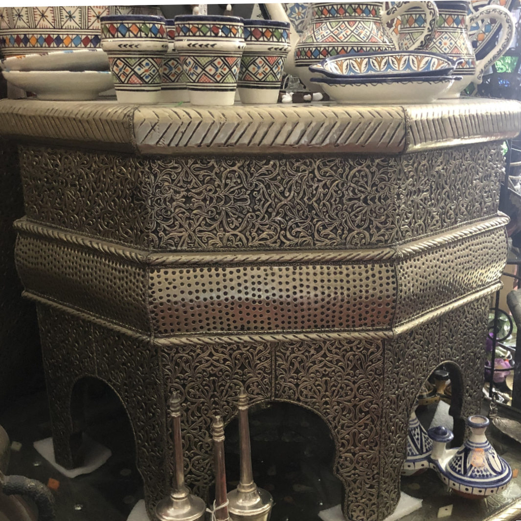 Sultan's Hexagonal Tea Table in Silver Nickel III