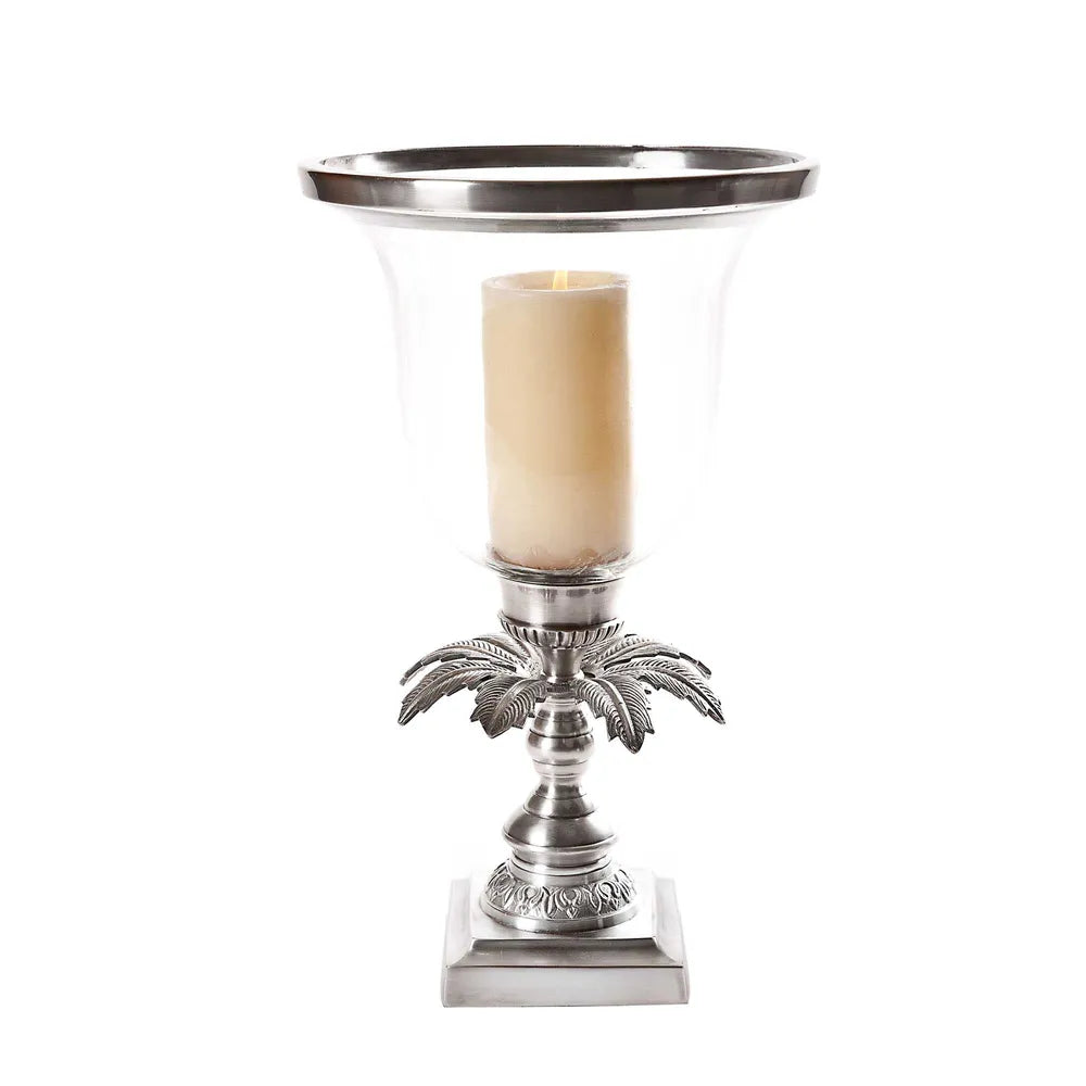 Plantation Hurricane Candle Holder Vase in Silver