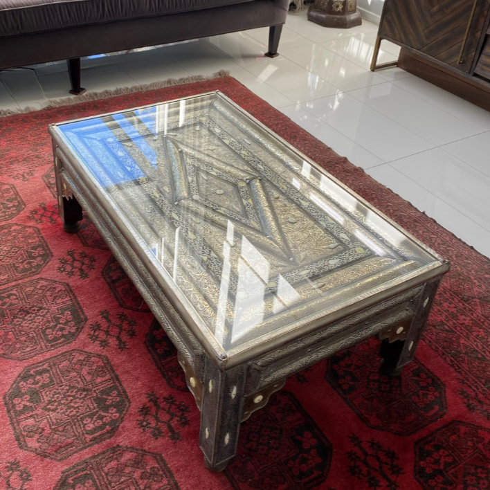 Sultan's Rectangular Table in Silver Nickel