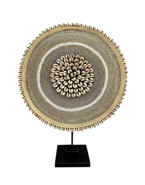 Round Beaded Shield In Silver Stripe