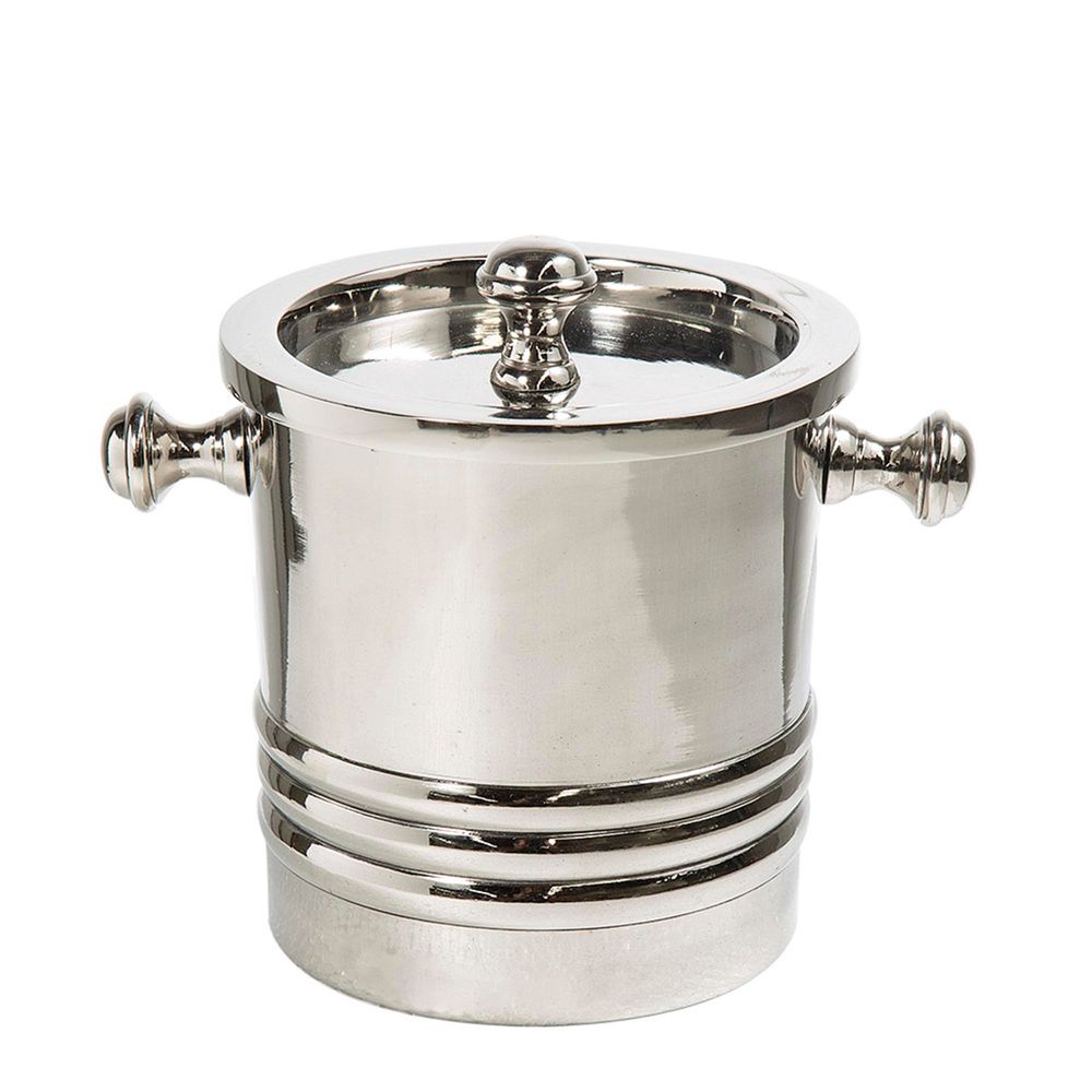 Round Ice Bucket with Lid in Nickel