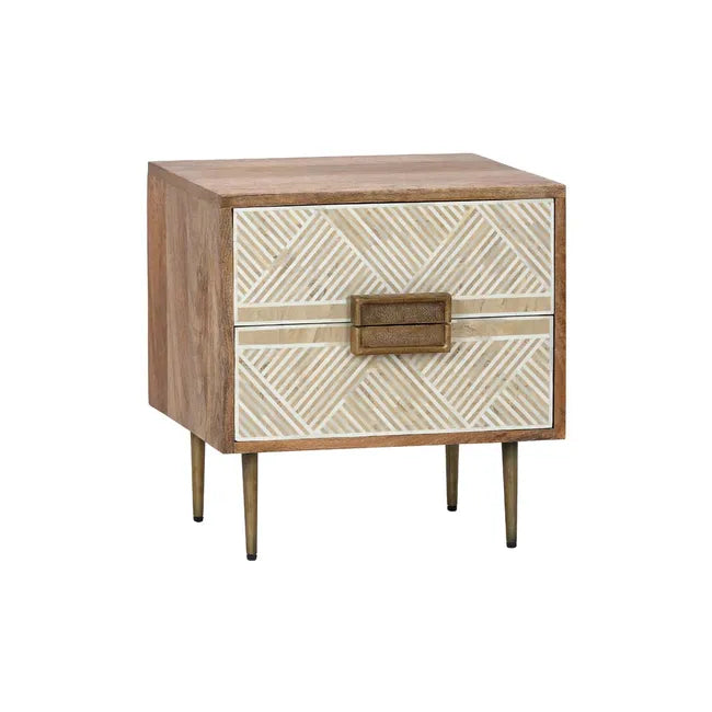 Cochin Bone Inlay & Timber Bedside Table