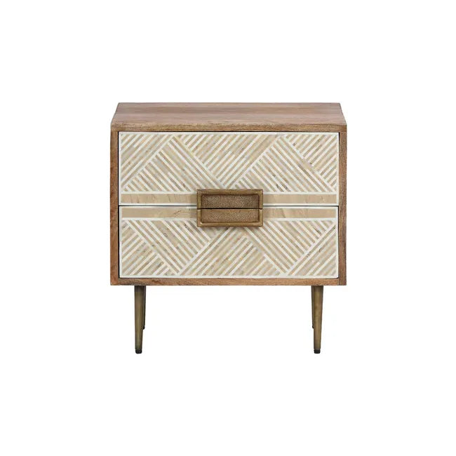 Cochin Bone Inlay & Timber Bedside Table