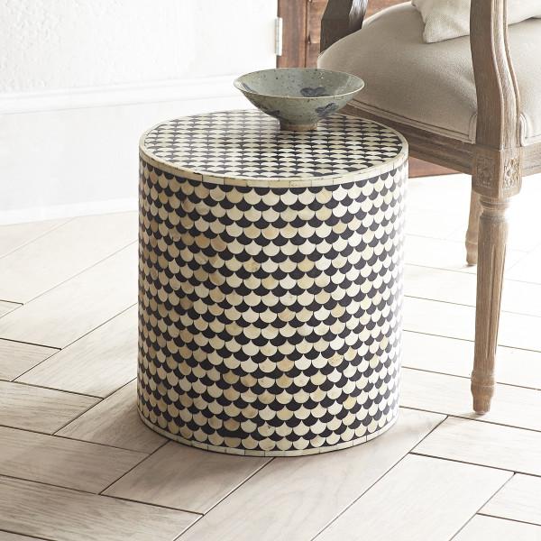 Fishscale Bone Inlay Side Table